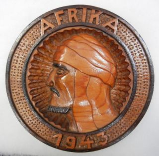Afrika 1943 RARE Original German pow Carved Art Plate