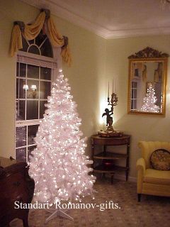 White Designer Alaska Christmas Tree 6 5 ft Pre Lit with Clear Lights 