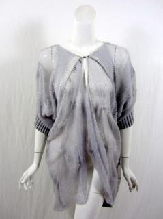 Risto Womens Gray Loose Knit Cardi Sweater M $598 New