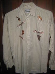 Mili Designs Blouse Brown African Animals Size Small on Sale
