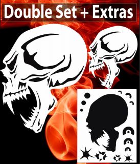 Air Brush Stencil Skull 9 Double Set Outlines EXTRAS Template Harley 