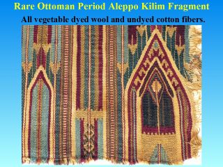 Ottoman Period Aleppo Kilim Fragment 18th Cent. Islamic Art Syria Rugs 
