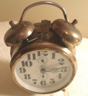   Linden Black Forest Germany Alarm Clock Brass w 2 Bells Works