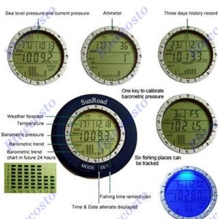 Digital LED Backlight Fishing Barometer Air Pressure Clock Thermometer 
