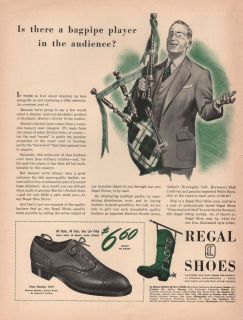 1942 Vintage Regal Shoes for Men Bagpipe Player in The Audience Print 