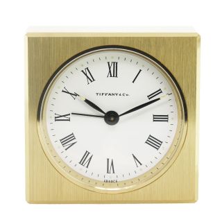 Tiffany & Co. Solid Brass Square Alarm Desk/Table Clock