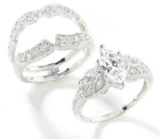 Xavier 1 38ct Absolute Marquise Solitaire and Pavé Ring Guard Set 