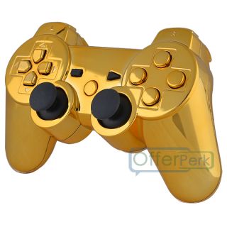 Chrome Gold Custom Shell Case for PS3 Controller with Matching Buttons 