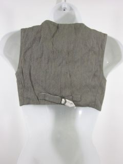 New Alara Brown Blue Button Cropped Pocket Vest Top 4