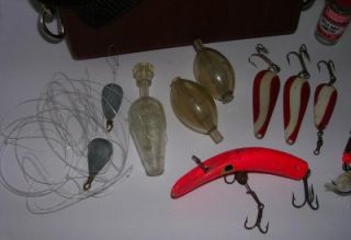 Vintage Fishing Lures Lot Accessories Tackle Box Safety Float and More 