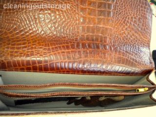 Vintage Genuine Alligator Leather Briefcase Amiet Lock Shoulder Strap 