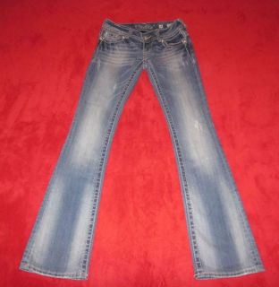 MISS ME SIZE 24 RHINESTONES LACE STRETCH LOW RISE FLAP POCKETS JEANS 