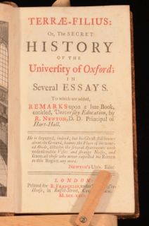    Filius Secret History Of The University of Oxford Nicholas AMHURST