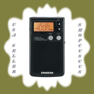 Sangean 80 7455 Am FM Portable Pocket Radio Clock Large LCD Display 