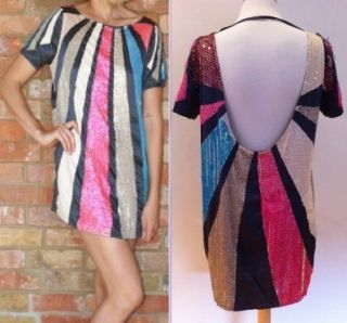 ALL SAINTS 200 Dazzle Dress UK 12 USA 10 embellished sequin disco prom 