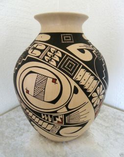 Mata Ortiz pottery olla bold geometric swirl design signed Ana Trillo 