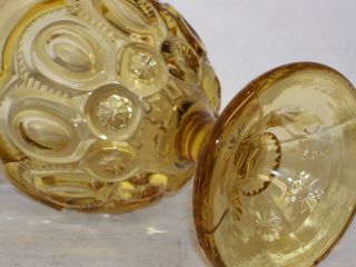 Vintage L.E. Smith Amber Glass Moon & Stars Footed 8 oz. Goblet 4 3/4 