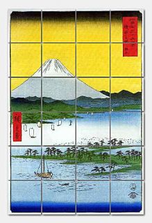   tiled mural features the artwork Mt. Fuji by Ando Hiroshige