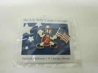 New Patrotic Lapel Pin Jelly Belly Holding US American Flag