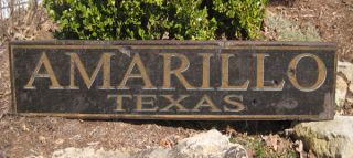 AMARILLO, TEXAS   Rustic Hand Crafted Wooden Sign