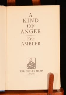 1964 Eric Ambler A Kind of Anger First Edition in Unclipped 