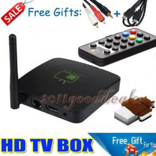 Android 2 3 Internet TV Box HDTV WIFI Media Player 1080P Remote Built 