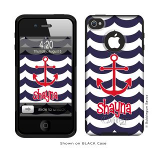   Monogrammed Otterbox iPhone 4 4S Case Navy Anchor Nautical