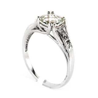 Fancy 10K White Gold Green Amethyst Diamond Ring