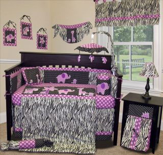Baby Boutique Animal Planet Purple 15 Pcs Crib Nursery Bedding Set 