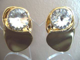 1980 s gold and diamante twist clip on earrings e127 from united 