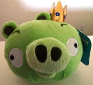 Angry Birds Plush Green King Pig with Crown Licensed 5 Brand New 