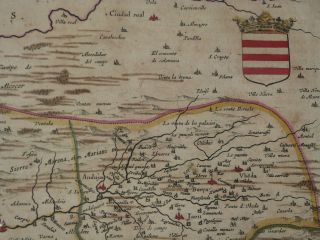 Andalusia Spain GIBRALTAR1665 Blaeu RARE Antique Engraved Map Spanish 