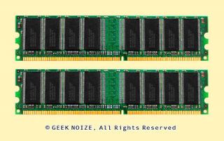 Desktop PC RAM 2GB 2x 1GB PC3200U Low Density DDR 400 NonECC 184pin 