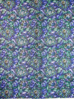 Vtg Robert Kaufman Cobalt Blue Teal Green Purple Jewel Tone Fabric 1 