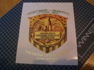 victor safe antique decal emblem sticker reproduction 