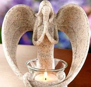 Sand Art Creation Angel Prayer Faith Candle Holder Glass Cup Tea Light 