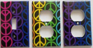 Colorful Peace Sign Light Switch Outlet Plate Wall Decor Create Your 
