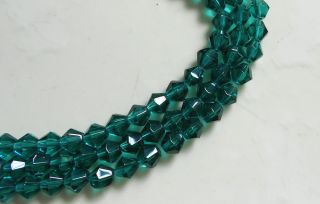 70 Pcs 6mm Peacock Green Glass Spacer Loose Bicone Beads Charms 