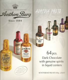 10 Anthon Berg Liquor Filled Chocolate Bottles 64 Piece Box (FULL CASE 