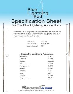 Blue Lightning Magnesium Flexible Anode Rods Nipple Type 42