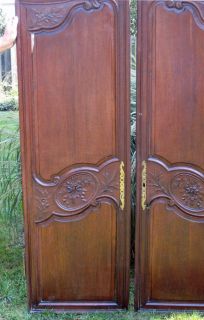 Antique Oak Large Carved Cabinet Doors from France w Original Hardware 