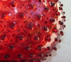 Antique Cranberry Glass Hobnail banquet GWTW ball oil lamp Shade ~ 9 