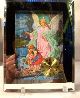 New Guardian Angel Religious Clock Religion Item Novelty Clocks Mirror 