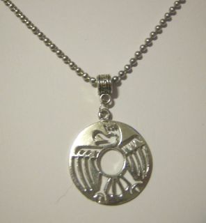 Pewter Phoenix Medallion Stainless Steel Necklace