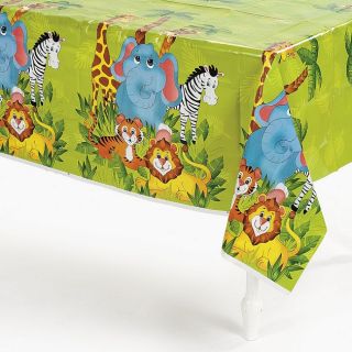 JUNGLE ZOO ANIMAL PARTY tablecloth SAFARI TABLE COVER plastic 