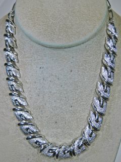 Coro Craft Silver Tone Textured Panel Necklace Vintage  