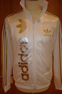 NEW RETRO ADIDAS OLYMPIC GOLD SILVER WHITE TRACK TOP CHILE 62 SMALL 