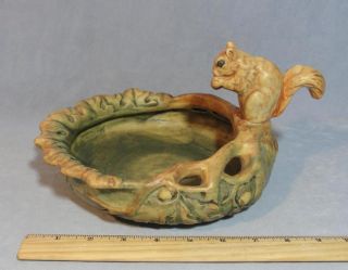 Antique Classic Woodcraft Weller Art Pottery Squirrel Nut Bowl NR