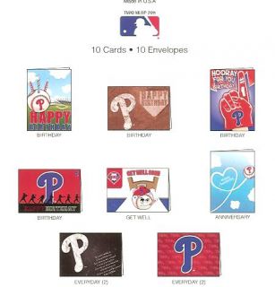  Phillies Greeting Cards Variety 10 Pack Birthday Anniversary Well