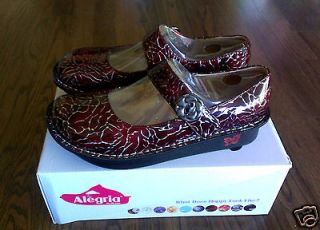 Alegria Paloma WINE ETCHED Patent Leather Mary Jane Shoes Sz 38 (US 8 